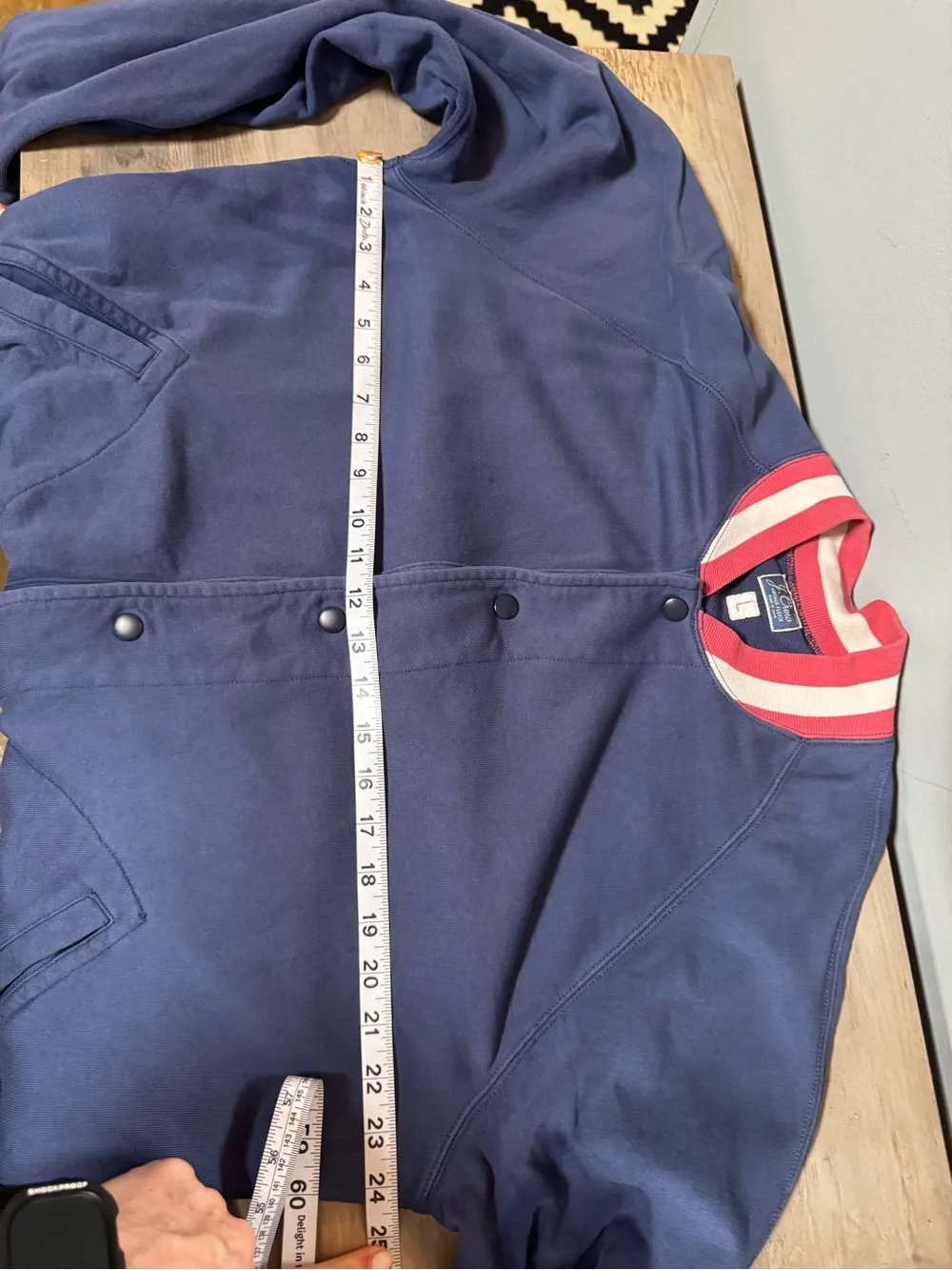 J. Crew Navy Bomber Jacket with Pink & White Ribbed Trim